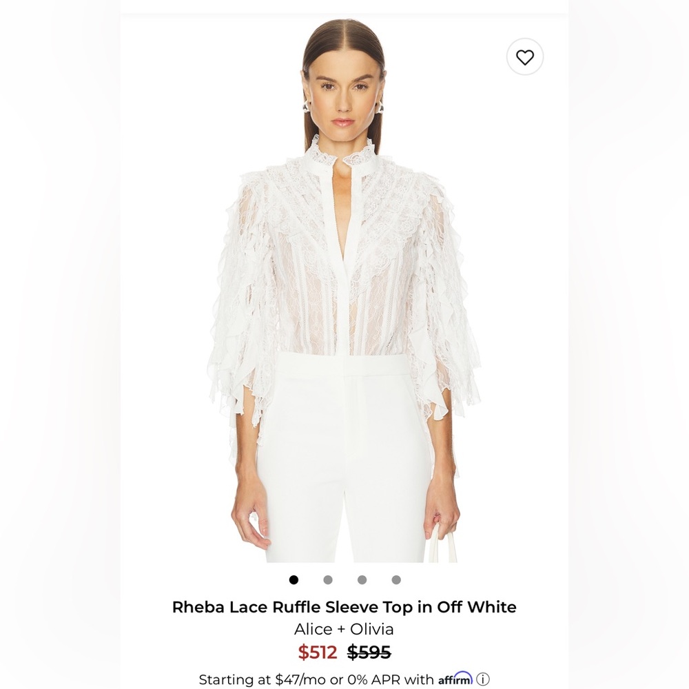 Rheba Lace Ruffle Sleeve Top in Off White
Alice + Olivia